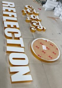 3d golden trim cap channel letters